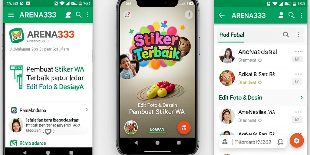 Antarmuka pengguna ARENA333 untuk membuat stiker WA yang kreatif.